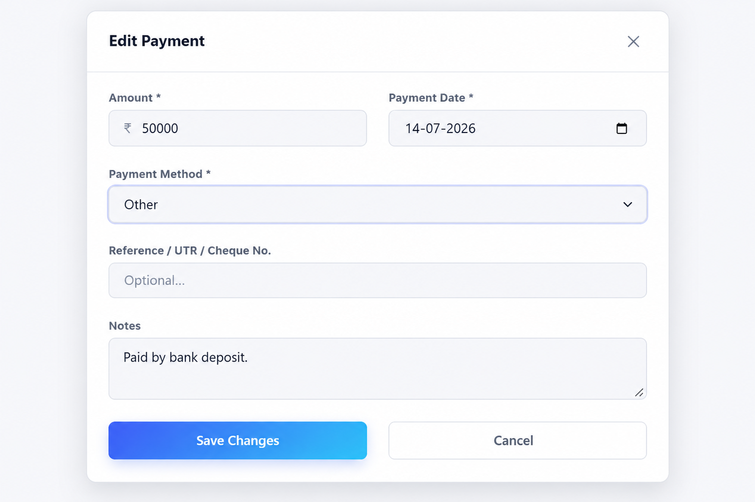 Add / Update Invoice Payments